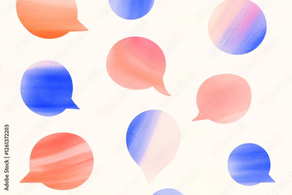 Poster colorful speech bubbles in a vibrant pattern representing communication and expression