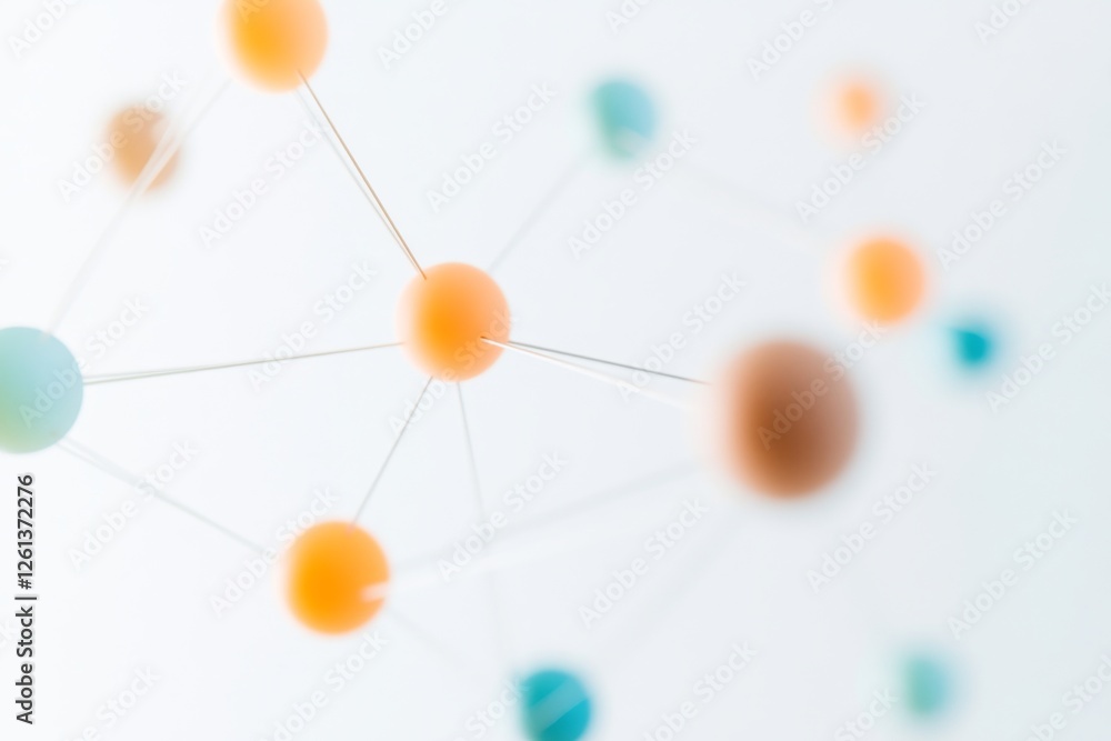 Poster creative rendering of interconnected spheres representing media and communication concepts in a digi