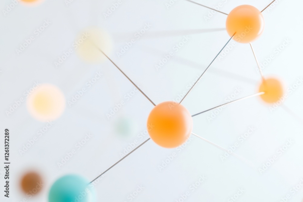 Poster render showcasing molecular structures with colorful spheres and connecting lines