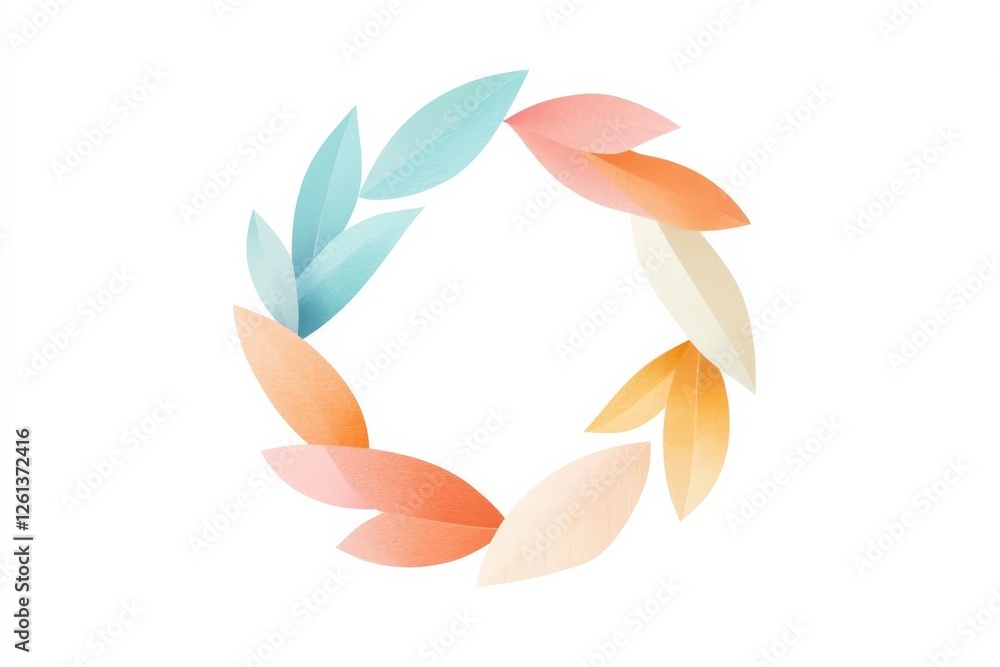 Poster design of a colorful leaf wreath representing nature and communication concepts in a contemporary st
