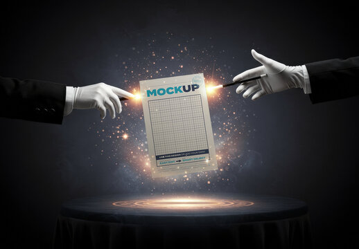 Magician Hands Creating Page Mockup with Magic