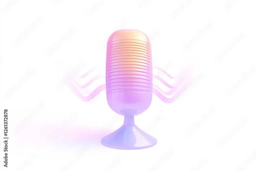 Poster creative design of a vibrant microphone representing media and communication concepts