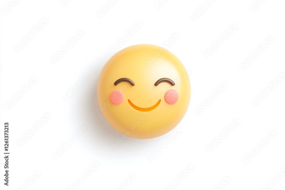 Poster flat design representation of a smiling emoji conveying happiness and positivity in digital communic