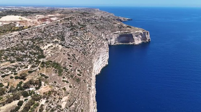 Drone view of Dingli Cliffs in Malta