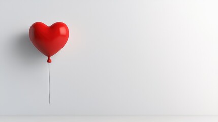 A red heart-shaped balloon floating in the air.