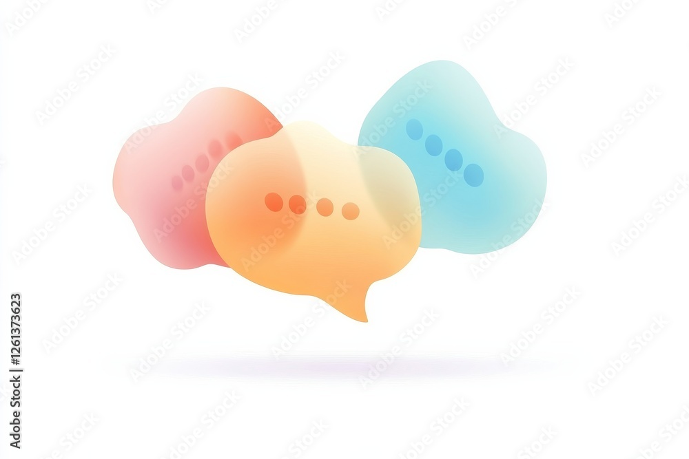 Poster flat design illustration of colorful speech bubbles representing communication concepts in media