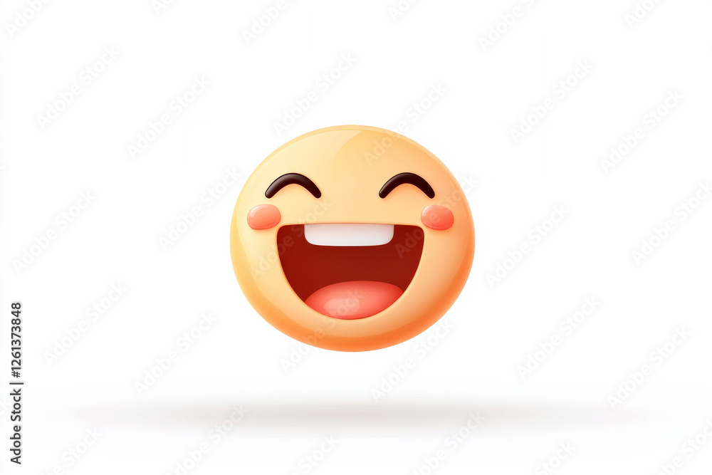 Poster happy smiley face floating in a minimalistic flat design environment for media and communication