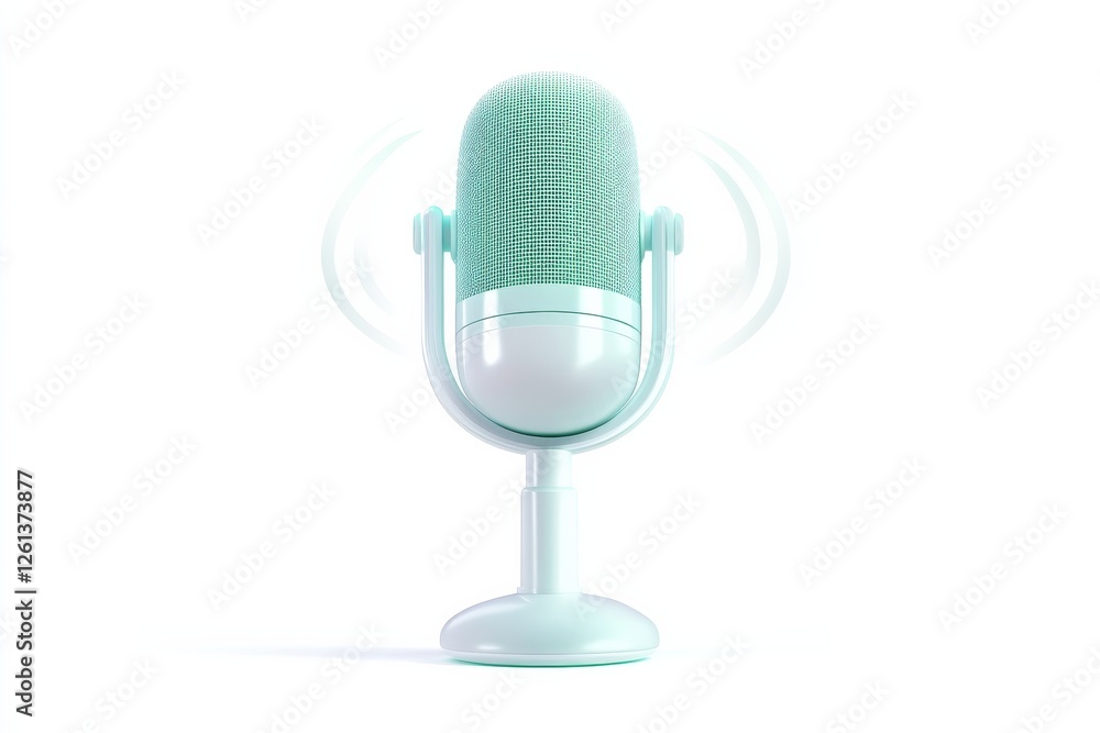 Aufkleber modern flat design microphone symbolizing media and communication in digital content creation