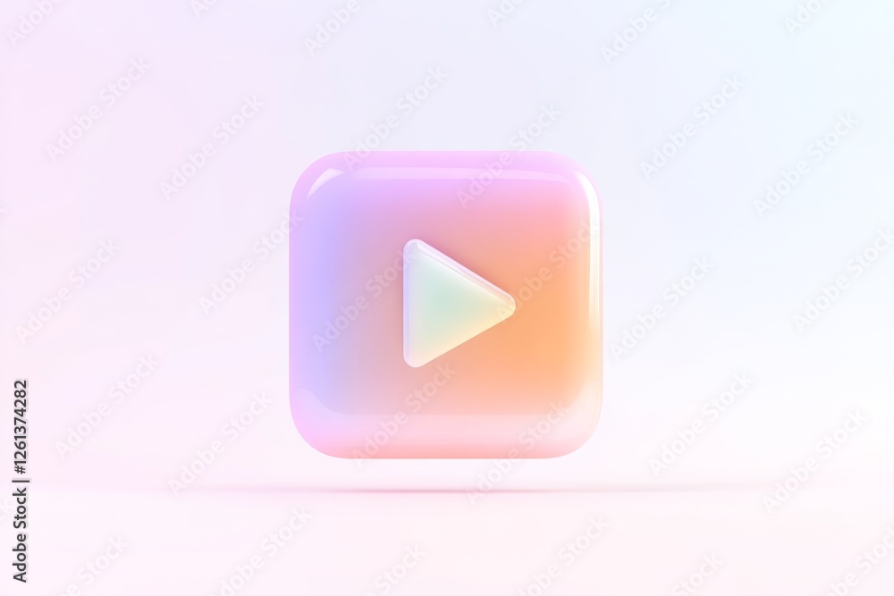 Poster media and communication flat design with playful color gradient and triangular play button indicatin