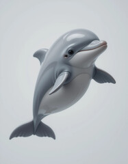 Fototapeta premium Baby Dolphin Jumping Playfully in Mid-Air