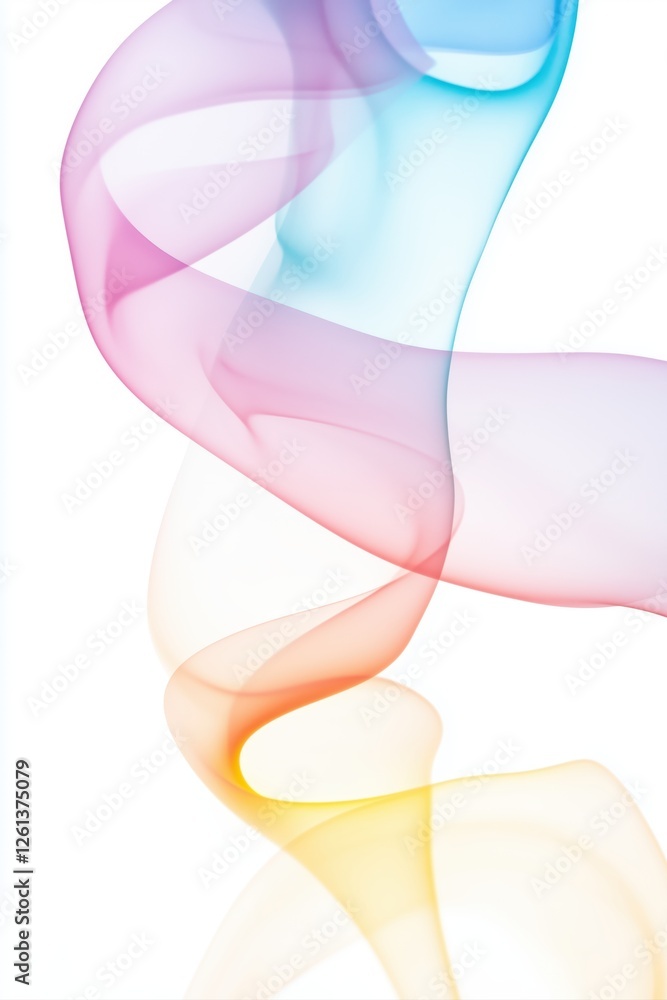 Aufkleber multicolored pastel smoke intertwining on a white background, creating a colorful abstract pattern