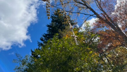 rosary crucifix in nature 