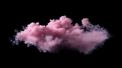 Fototapeta premium Pink smoke forming a cloud against a black backdrop, creating an abstract and ethereal atmosphere