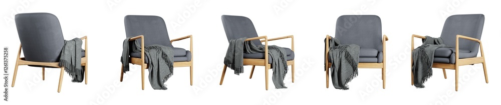Poster armchair set isolated on transparent background. 3d render. 3d illustration.