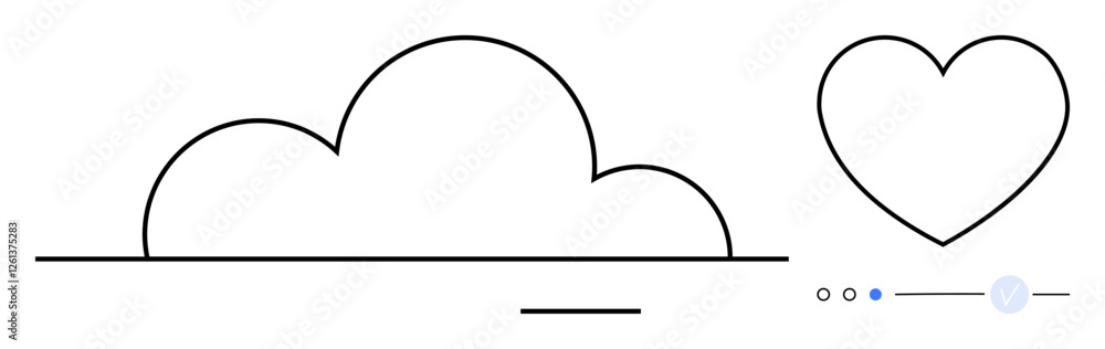 Aufkleber heart and cloud line drawing with three circular progression indicators and slider. ideal for weathe