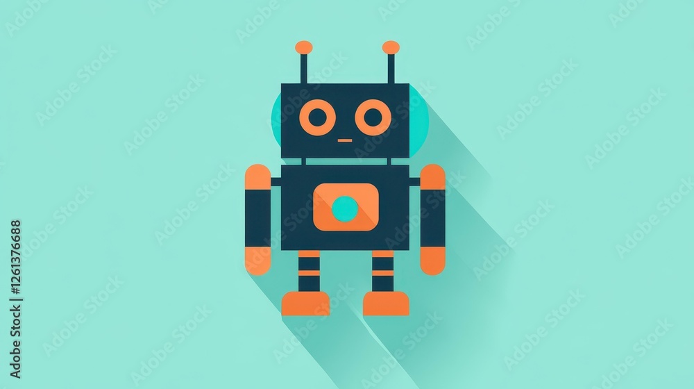 Poster enhance your visuals with a modern robot icon that blends flat and line design for a stylish long sh