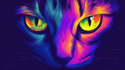 Intriguing vector artwork of a whimsical monster cat, featuring bold colors on a clean backdrop, perfect for any art lover.