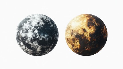 Naklejka premium Contrasting celestial bodies outer space digital artwork cosmic environment aerial view duality of nature