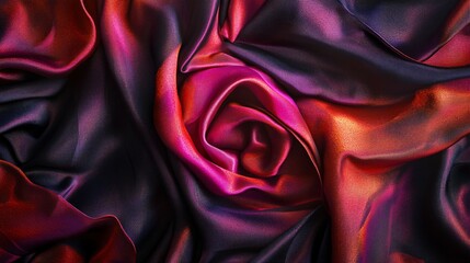 Fototapeta premium Draped iridescent silk fabric in shades of red and purple