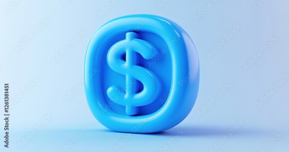 Poster blue 3d icon of dollar sign in circular shape representing finances and currency in a modern stylish