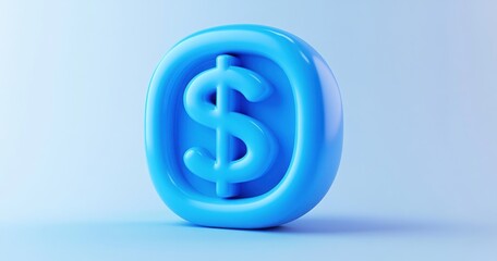 Fototapeta premium Blue 3D Icon of Dollar Sign in Circular Shape Representing Finances and Currency in a Modern Stylish Design for Use in Various Digital Applications