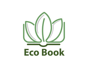 simple line eco book nature logo design template illustration