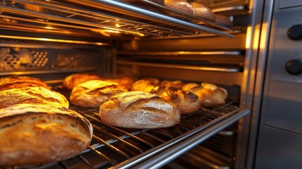 Explore the art of baking with smart ovens showcasing gourmet bread detailed textures and sleek designs shine in this shot.