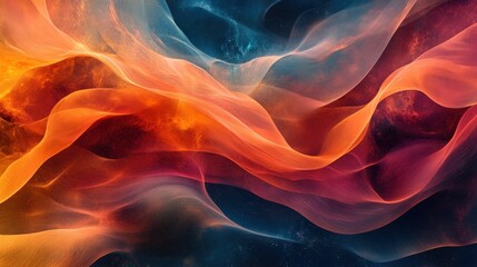 Fototapeta premium Abstract fiery cosmic waves, swirling nebula