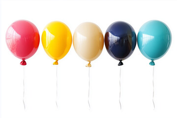 Collection Set of Colorful Balloons Isolated White Background