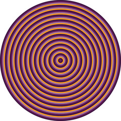 Visual effect created by shades of purple and orange circles getting progressively smaller