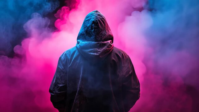 A hip hop rapper electrifying the crowd with vibrant smoke filling the air, setting the stage for an unforgettable night.