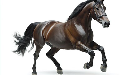 Obraz premium Galloping Brown Horse: A Majestic Display of Equine Power and Grace
