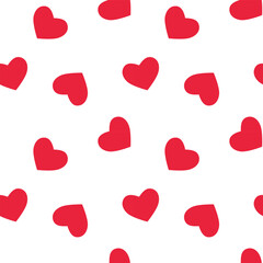 Seamless heart pattern. Vector red Hearts seamless pattern on white background. Valentines heart seamless pattern, cute Valentines day heart pattern