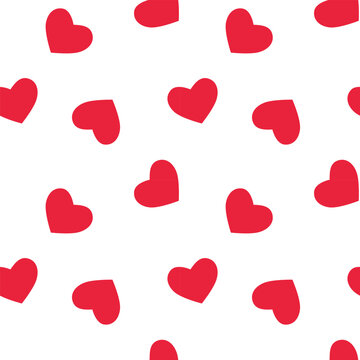 Seamless heart pattern. Vector red Hearts seamless pattern on white background. Valentines heart seamless pattern, cute Valentines day heart pattern