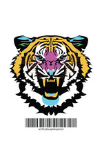 Roaring with Color: A striking graphic of a tiger's face, boldly illustrated with vibrant hues, commands attention with its fierce expression and powerful presence.