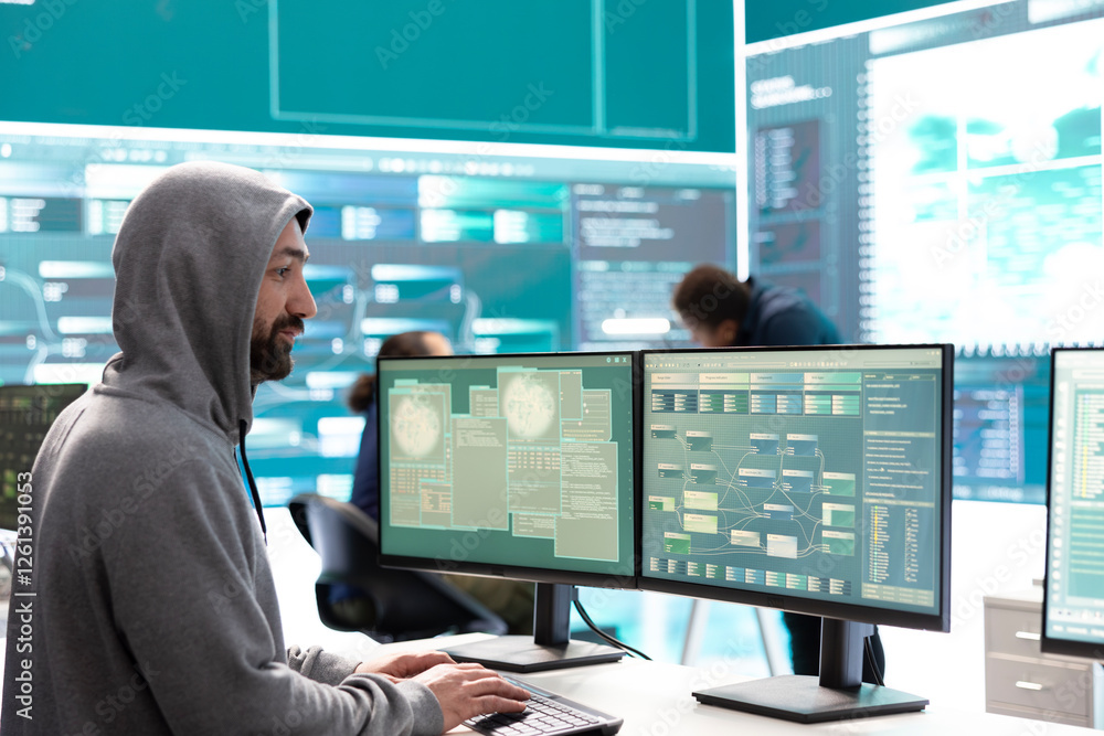 Poster governmental cyber defense group using advanced technology to steal and protect information, cyber o