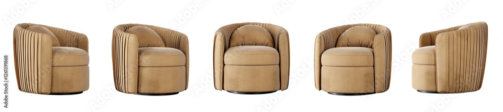 Poster Armchair set isolated on transparent background. 3D render.