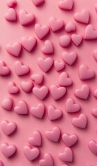 Pink Heart Shapes on Soft Pink Background for Romantic Themes