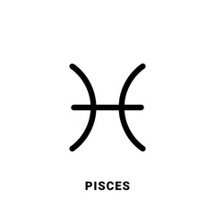 Pisces zodiac sign, black symbol, single vector design element