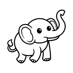 fun happy big elephant cartoon character isolated drawing line style sketch classic vintage design illustration