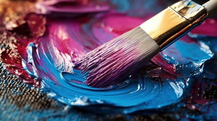 Fototapeta premium Paintbrush strokes vibrant blue purple hues