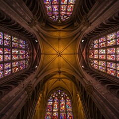 Majestic Cathedral: Stunning Interior & Exterior Views &ndash; Gothic Architecture, Stained Glass, Grand Design &ndash; Perfect for Religious, Historical, or Travel Themes