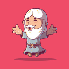 JC Character floating vector illustration. Mascot, faith design concept.