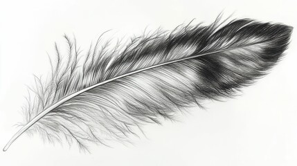 Elegant black feather detailed pencil sketch