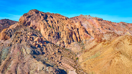 Aerial of Rugged Desert Mountains in Warm Hues