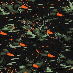 Duck Hunting Camouflage Seamless Pattern Texture