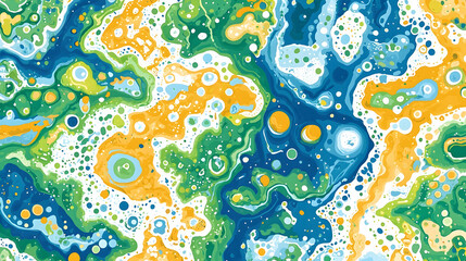 Abstract swirling paint texture, vibrant green, blue, and yellow colors, fluid art background for design, website, or print