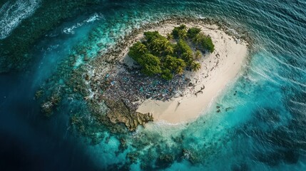 Paradisiacal island, a harsh portrait of pollution and human impact