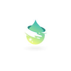 Water drop logo with swoosh design nature, clear mineral water