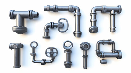 Industrial plastic pipe fitting on a white isolated background. Interdimensional Marketplaces. Illustration